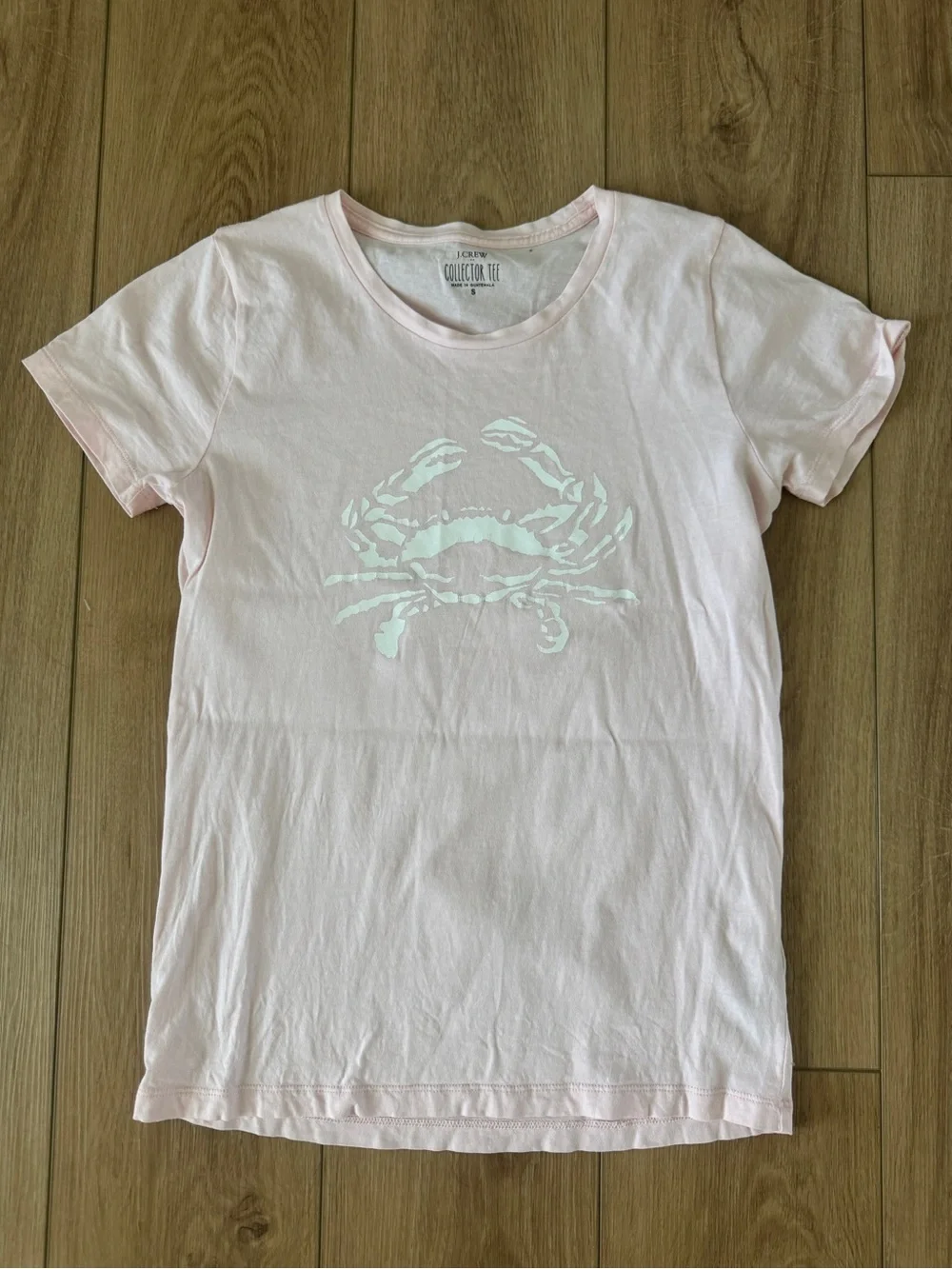 J. Crew Factory Light Pink Tee with White Crab Print